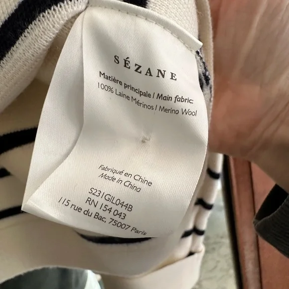 Sezane Cream and Black Striped Betty Cardigan - Picture 6 of 8